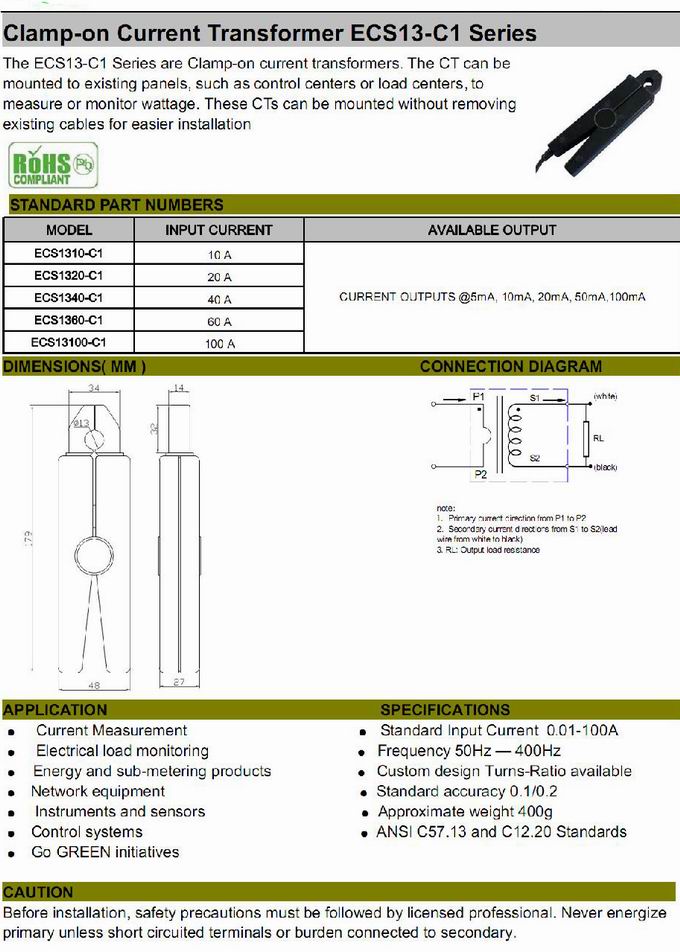 ECS13-C1 Clamp-on current transformer